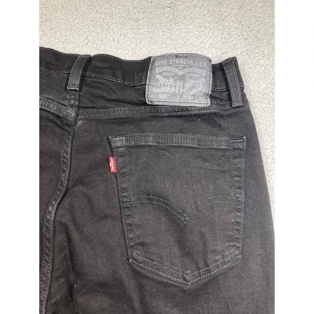Levis 505 Jeans Mens 34x30 (31x28) Black Straight Classic Cowboy Rodeo Western‎